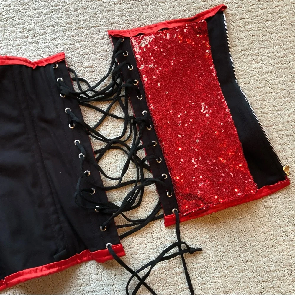 Top Drawer by Daisy Corsets Red Sequined Corset - Picture 5 of 10